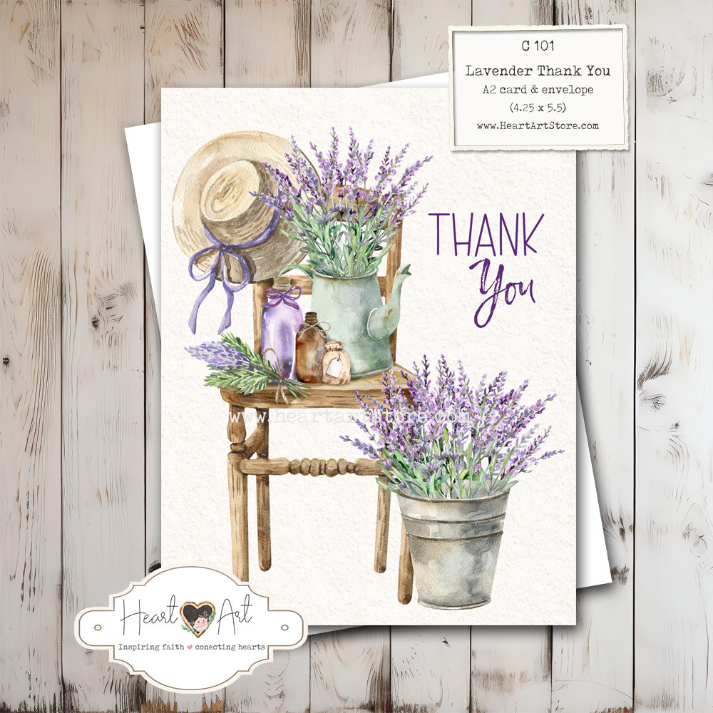 Thank You - Watercolor lavender- cards and envelopes C 101
